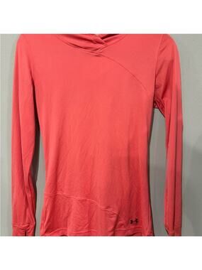 Under Armour UA HeatGear Fitted Running Hoodie Coral Pink Size MD